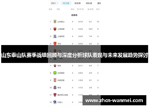 山东泰山队赛季战绩回顾与深度分析球队表现与未来发展趋势探讨