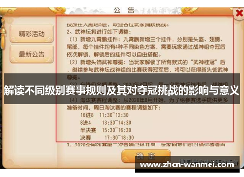 解读不同级别赛事规则及其对夺冠挑战的影响与意义